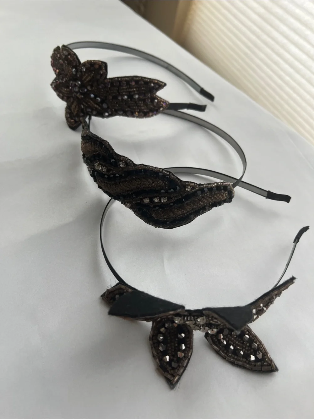 Black and Brown Beaded Butterfly Headband - Women's Hair Accessory Set of 3